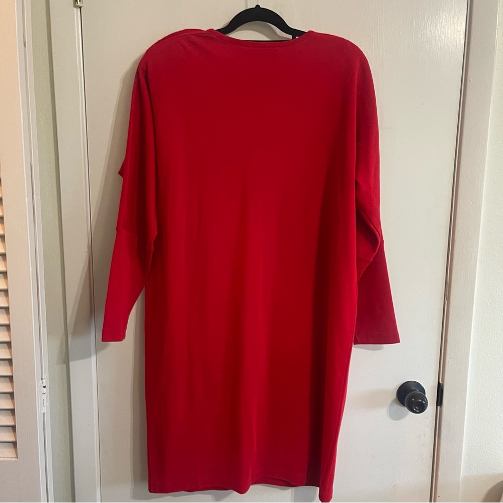 Liz Claiborne Vintage Red Long Sleeve Dress with Button Accents & Shoulder Pads - Picture 8 of 10